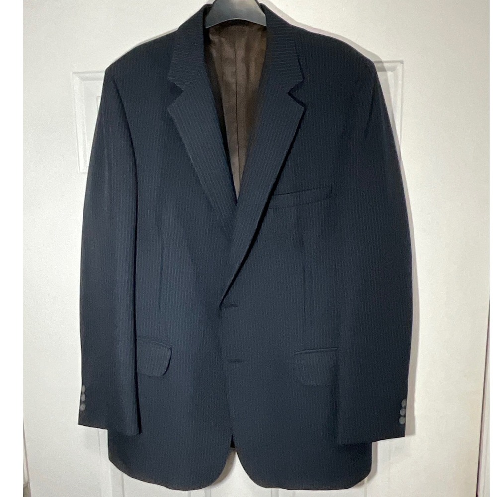 Jere Greer American Craftsmen Mens Navy Pinstripe Blazer Sport Coat USA Made